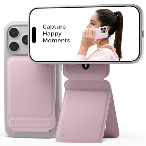 MOFT Invisible Phone Tripod Stand, Slim Foldable Selfie Stick Compatible with MagSafe, Pocket-Sized Cell Phone Tripod for Video Recording, MOVAS Leather Travel Essentials, Blush - color: Blush x Without Card Slot, size: Without Card Slot - For iPhone 12-1