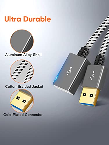 CableCreation Short USB 3.0 Extension Cable 1FT, USB 3.0 A Male to Female Extension Cable Extender Cord for VR, PlayStation, Keyboard, Printer, Space Gray 0.3M - size: 1FT, style: Straight