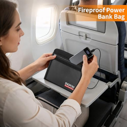ENGPOW Fireproof Organizer Travel Bag,Heat Insulated＆Explosion-Proof Electronic Carry Case,Portable Home Travel Safe Storage for Power Bank,Phone,Cables,USB Drive＆Charging Protection, 10.6''x6.7'' - size: 10.6'' x 6.7''