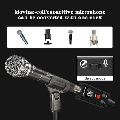 Elimavi Wireless Microphone System 2.4GHz Wireless Plug-on XLR Dual Transmitter & Receiver for Dynamic Mic,Mixer,PA System,2 Transmitters Connecting Microphones for Synchronous Transmission - size: 1 x Receiver + 2 x Transmitters