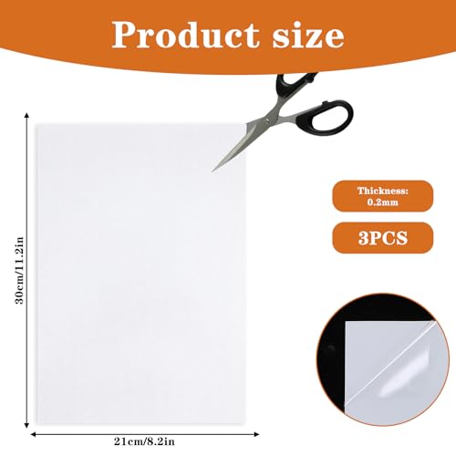 3Pcs Light Diffuser Sheet- Adhesive Ceiling Light Diffuser 11.2 × 8.2in | Cutable White Fluorescent Light Diffuser for Soften Ceiling Light LED Downlight, Spotlight, Led Panel, Track Light