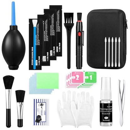 Camera Lens Cleaning Kit - Mirrorless and DSLR Camera Cleaning Kit, Including Lens Paper/Blower, Cotton swabs, dust Free Cloth, Lens Pen, Cleaning Brush