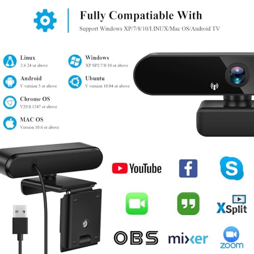 High-Definition USB Computer Camera, 1080P/2K/4K, Built-in Microphone for Online Teaching, Live Streaming, and Video Calls - color: 4k