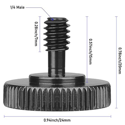 2 Packs Thumb Screw Camera Quick Release Adapter with 4 Packs Rubber Washers,1/4 Male to 1/4 Female Thread Thumbscrew L Bracket Mount Tripod Screw Rubber Pads for Camera Mounting Plate Flash Bracket