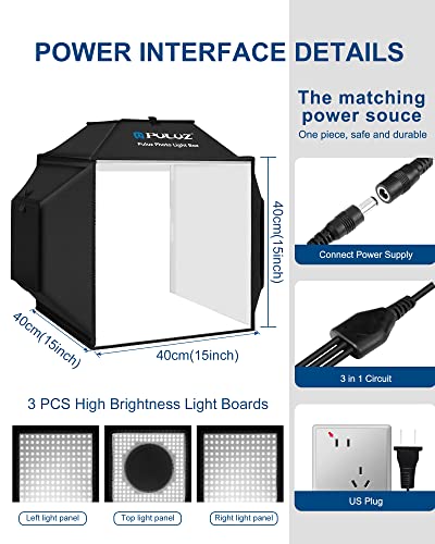 PULUZ Upgraded 16"x16" Photo Studio Light Box & Soft Box 480 LED Beads CRI 95+ 4 Color PVC Backdrops Professional Shooting Tent for Jewelry & Product Photography - size: Upgrade 16 Inch