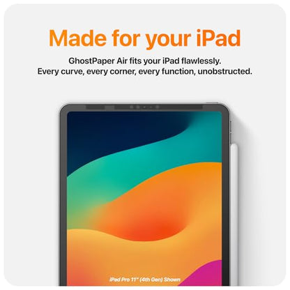GhostPaper Air Premium Detachable Paper Feel Writing Sketching Surface Screen Protector, Air-ttach Nano Suction Mounting, Compatible with 10.9" iPad 10th Gen (2022), iPad A16 (2025) - size: iPad 10.9" (2022+)