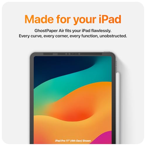GhostPaper Air Premium Detachable Paper Feel Writing Sketching Surface Screen Protector, Air-ttach Nano Suction Mounting, Compatible with iPad Pro 11" (2018-2022), iPad Air 10.9" (2020-2022) - size: iPad Pro 11" (2018-2022)