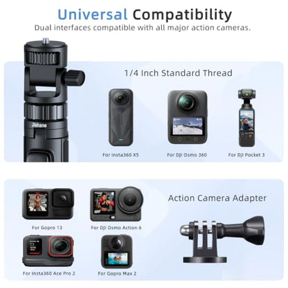 70" Action Camera Tripod for DJI, Extendable Selfie Stick Tripod with Action Camera Adapter, Phone Holder, Compatible with DJI Action 6/5 pro/5, Insta360 X5/X4, Gopro Hero 13/12/11/10