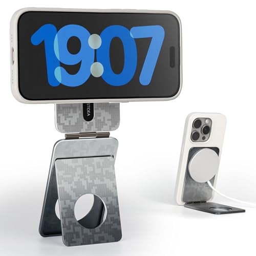 IST IDEA for Magsafe Tripod, Tripod for iPhone Lightweight Aluminum Alloy & Angle Adjustment & Strong Magnets iPhone Tripod Stand Compatible with 17/16/15/14/13/12 (Included Metal Ring) - color: Mosaic Grey