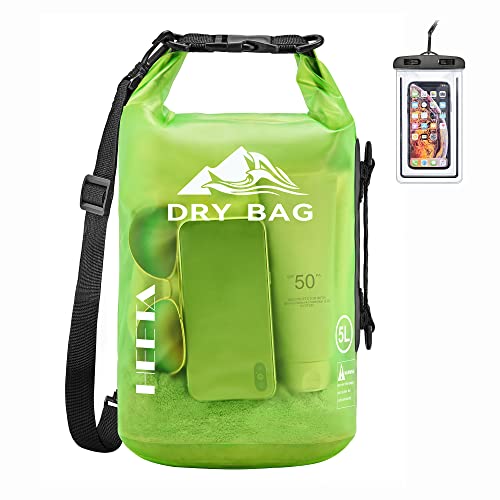 HEETA Dry Bag Waterproof for Women Men, 5L/10L/20L/30L/40L Roll Top Lightweight Dry Storage Bag Backpack with Phone Case for Travel Swimming Boating Kayaking Paddle Board Camping Beach Accessories - color: Lemon Green, size: 20L