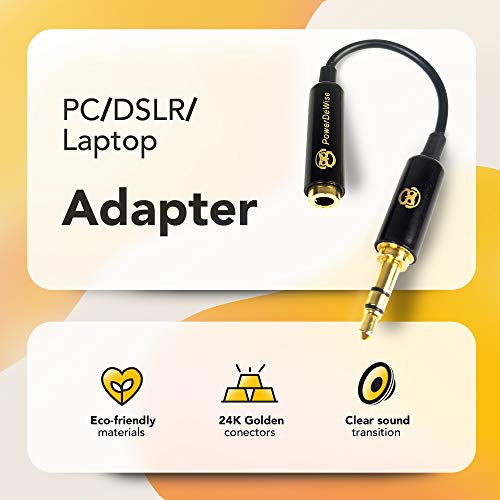 PowerDeWise TRRS to TRS Aux Male to Female Adapter Stereo - TRRS Adapter for iPhone and Android - Microphone 3.5mm Jack Adapter - Male Female Adapter for Lavalier Lapel Microphone