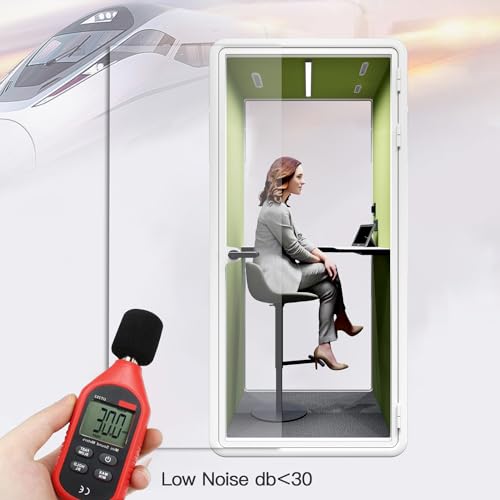 Quiet Meeting Pod with Acoustic Panels, Office Soundproof Room with Furniture, Portable Removable Working Booth for Private Phone Calling, Study, Individual Seater Personal Office H92in W43in D40in - color: Green S