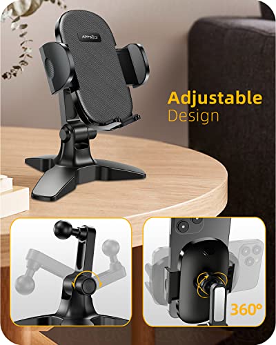 APPS2Car Heavy Duty Phone Stand - Adjustable Desktop Holder for Video Calls, Compatible with 4.7-6.8" Smartphones & Thick Cases, Perfect for Home Office - color: Black-Stand