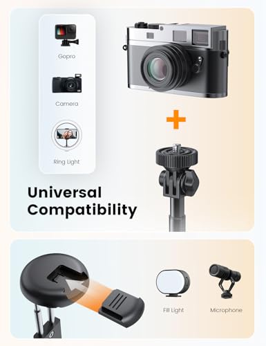 ANXRE 67.7" Selfie Stick Tripod with Light, NT99 Extendable Tripod Stand with Remote for Camera Phone Filming Vlogging, Travel Phone Tripod Compatible with Phone Camera Gopro - size: 67.7"-Light
