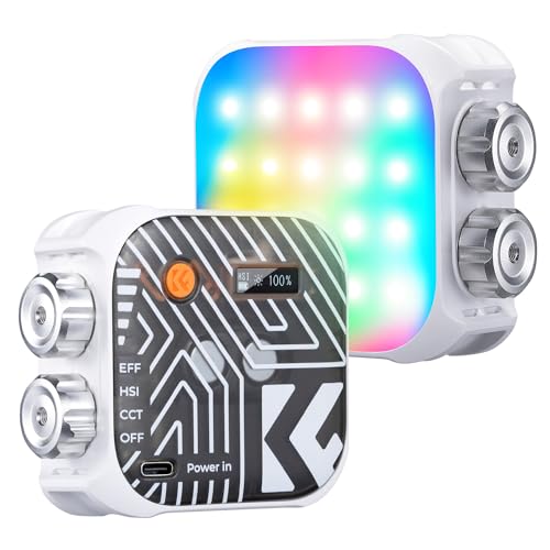 K&F CONCEPT RGB Video Light, 360° Full Color Portable Photography Light, LED Camera Light w 21 Light Effects, 2500K-9900K CRI 96+, 2000mAh Rechargeable Photography Lighting for Vlogging, Selfie, White - color: White