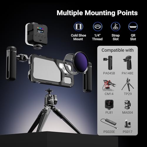 NEEWER S26 Ultra Phone Cage, Mobile Video Rig Stabilizer Vlog Kit with 3X Backplate for 67mm Filter, 17mm Phone Lens & T Mount Lens, Compatible with Samsung Galaxy S26 Ultra Only, PA182
