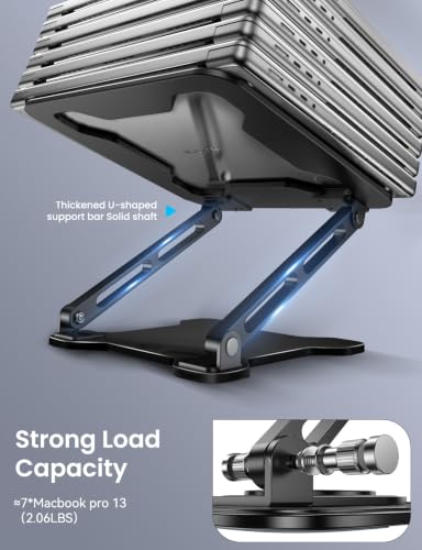 LOXP Adjustable Laptop Stand for Desk, Metal Foldable Laptop Riser Holder, Portable Ventilated Cooling Desk Book Shelf, Ergonomic Computer Notebook Stand Compatible with 10-15.6" Laptops - color: Classic Black
