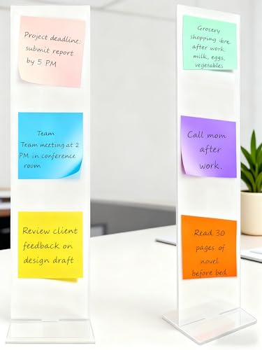 Monitor Memo Board,Detachable Acrylic Sticky Note Holder - Transparent Desktop Monitor Memo Board Stand for Computer Laptop, Portable Message Panel Reminder Office Desk Accessories (2PCS) - color: Acrylic
