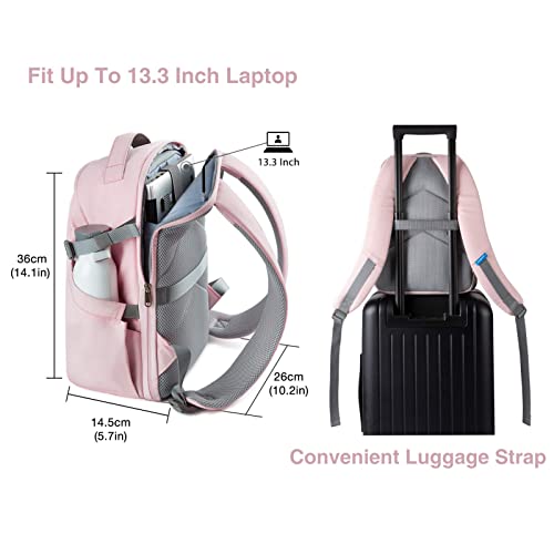 BAGSMART Camera Bag, Camera Backpack, DSLR SLR Camera Case Fits 13.3 Inch Laptop, Waterproof Photography Backpacks with Rain Cover Tripod Holder for Women Men, Pink - color: Pink, size: Small