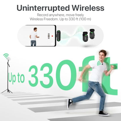SYNCO Mini Wireless Microphone with AI Noise Cancellation for iPhone/Android, Plug-and-Play Magnetic Lavalier Mic with Lightning Receiver, 328 ft Range, 12H Battery for Video Recording & Vlogging