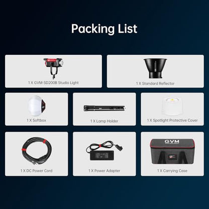 GVM LED Video Light Studio with Softbox, 200w Photography Lighting Kit with Bluetooth Mesh Network/DMX Control,45400lux/1m Continuous Lighting Kit for Film Recording,12 Lighting Effects