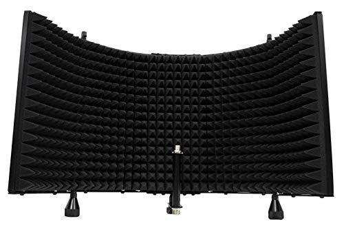 Rockville Recording Studio Bundle: ROCKSHIELD 3 Large Mic Isolation Shield, Sound Dampening Foam, RVES05 Heavy Duty Tripod Speaker Stand, 2-items