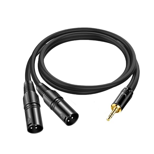 XLR to 3.5mm Adapter Cable, Dual 3-pin XLR Male to .3.5mm (1/8 inch) Stereo Microphone Y-Splitter Cable Connector (3FT) Black - color: 3.5MM to 2-XLR Male Cable