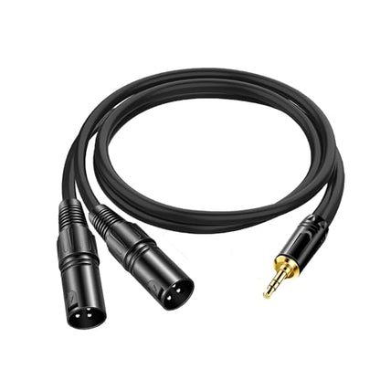 XLR to 3.5mm Adapter Cable, Dual 3-pin XLR Male to .3.5mm (1/8 inch) Stereo Microphone Y-Splitter Cable Connector (3FT) Black - color: 3.5MM to 2-XLR Male Cable