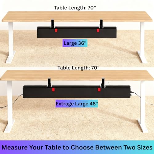 Under Desk Cable Management Tray, 48" Extra Large No Drill Cord Organizer with Easy to Clean Oxford Fabric, Clamp On Power Stripe Holder for Office, Home Office & Gaming Space - size: Extra Large (48 inch)
