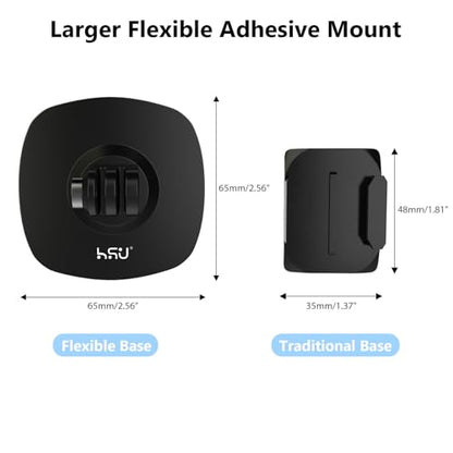 HSU Flexible Adhesive Mount with 3M Adhesive Sticky | Same & Vertical Direction Adjust Arm for Insta360 X4 X3 X2, GoPro Hero 13/12/11/10/9, DJI Osmo Action Camera Accessories