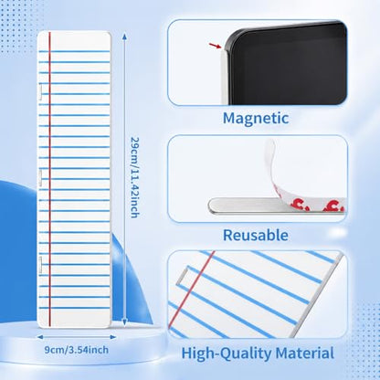 Marspark Back to School Magnetic Monitor Memo Board 11.42 x 3.54 Inches Plastic Notebook with Magnets Adhesive Strips Clear Screen Message Holder for Computer Monitors Office Classroom Supplies