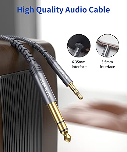 JSAUX 1/4 to 1/8 Cable Stereo Audio Cable 20FT, 6.35mm 1/4" Male to 3.5mm 1/8" Male TRS Bidirectional Stereo Audio Cable Jack for Guitar, Home Theater Devices, Speaker and Amplifiers-Grey - color: Grey, size: 20ft