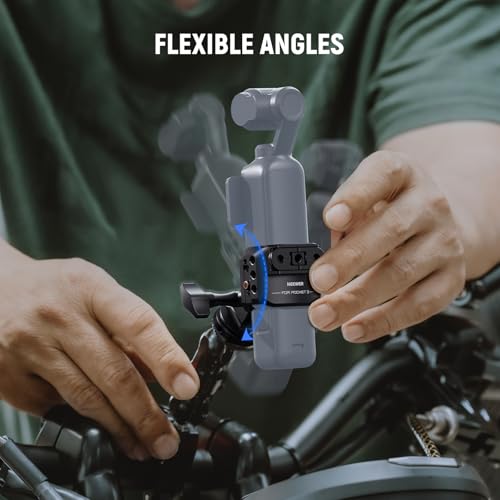 NEEWER Pocket 3 Cage, Aluminum Alloy Gimbal Video Recording Rig with Action Camera Extension Adapter 1/4" Threads Cold Shoe Compatible with DJI Osmo Pocket 3 Creator Combo, No Assembly Needed, AC009
