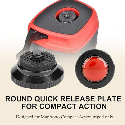 Acouto Quick Release Plate Mini Aluminium Alloy Camera Round Quick Release Plate Head 1/4 inch Screw for Compact Action Tripod Mounts Clamps Red Replacement - size: Red