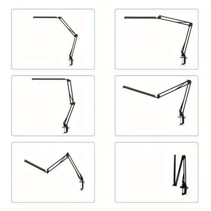 LED Desk Lamp with Eye-Caring 3 Modes 10 Brightness, Adjustable Swing Arm Long Flexible Lamp for Office Workers and Students, USB Port