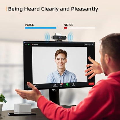5-in-1 Design 4K Webcam with Speaker and Microphone, Built-in Light, Privacy Cover, AI Auto-Framing Cam, Computer USB C Web Camera for PC, Desktop, Laptop, Mac, Streaming, Video Conference