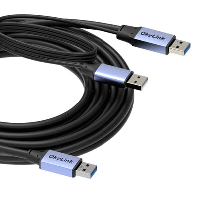OkyLink Active USB 3.0 Data Cable A to A, Male to Male 5Gbps, 15ft | 5M, 3.2 Gen 1, Comes with power cable, for Industrial Printer and Scanner - color: USB3.0(5Gbps), size: 15ft (5m)