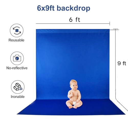 EMART Green and Blue 2-in-1 Photo Backdrop Curtain, 6 x 9 ft Photography Green Screen Background Fabric Cloth and Blue Back Drops Pack for Photoshoot Zoom Meeting Chromakey Party Birthday - color: Green&Blue, size: 6 x 9 Ft