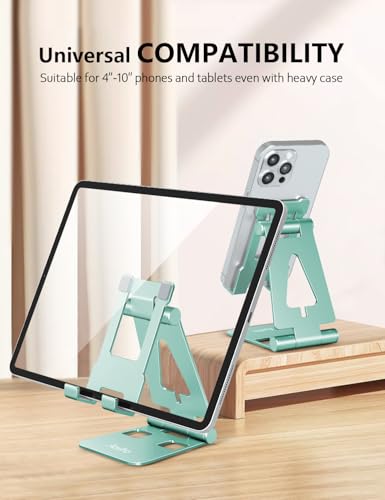 Aoviho Adjustable Cell Phone Stand Desktop Phone Holder - Universal Foldable Moblie Phone Stand for iPhone 17 16 Pro Xs Max Xr X 8 7 6 5 5s SE All Phones… (Mint Green) - color: Mint Green