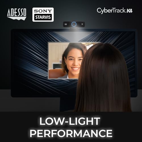 Adesso 4K Webcam Dual Microphones, Adjustable FOV, Built-in Dual Microphones, Privacy Switch, Tripod Mount & Crystal Clear 4K UHD Video - Perfect for Video Calls, Streaming, and Online Classes