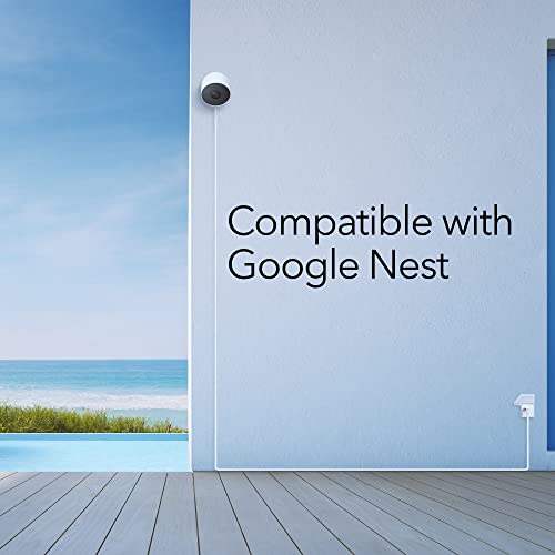 Wasserstein 26 ft Pogo Pin Cable and Adapter (5.2V/2A)- Power Cable Compatible with Google Nest Cam Outdoor or Indoor, Battery - 1 Pack (Nest Cam NOT Included) - size: 1-Pack