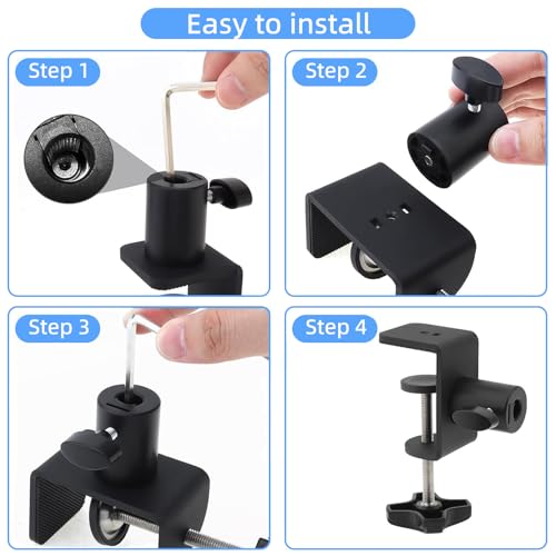 Microphone Boom Arm Desk C-Clamp, 2-Way Mount Universal 12mm Desk Mount Clamp, Heavy-Duty No-Drill Mic Stand Clamp, Fits Up to 2.17"/55mm Thick Desks for Mic, Lamp, Phone/Tablet - size: XZ007