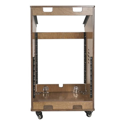 Sound Town DIY Studio Rack with 11U Slant Mixer Top, 10U Front Rack, 2U Bottom Storage, Casters, Rubber Feet, Baltic Plywood, Weathered Brown (SDRK-M11X12B) - size: 12U,Weathered Brown