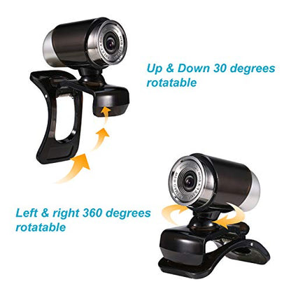 GLOGLOW Webcam 480P HD 360 Degree Rotation USB Clip On for Video Conferencing Streaming Online Meetings Plug and Play Setup with Wide Angle View for Remote Workers Content Creators Clear Zoom Calls