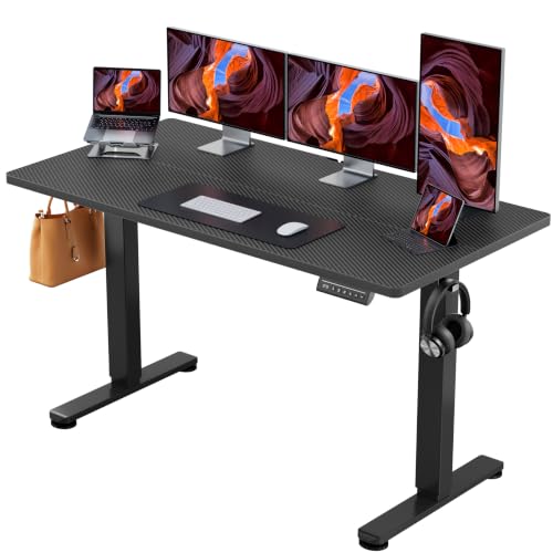 ErGear Height Adjustable Electric Standing Desk, 63 x 28 Inches Sit Stand up Desk, Memory Computer Home Office Desk, Carbon Fiber Black - color: Carbon Fiber Black, size: 63.0 X 27.6 Inches