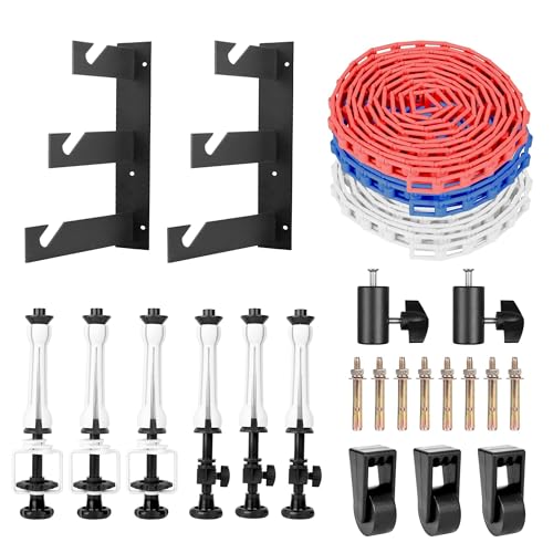 EMART Photography Backdrop Wall Mount 3 Roller Support System with 2 x Tri-fold Hooks, 6 x Expand Bar, 3 x Chain, Manual Photo Background Holder, Ceiling Mounted for Studio Live Streaming Game Video - size: 3 chains