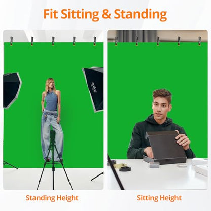 Green Screen Backdrop Kit, 5×7ft Portable Greenscreen Background with Adjustable T-Shaped Stand, 5 Clamps, Carrying Bag for Parties, Streaming, Photography, Zoom, Gaming, Video Studio - color: green
