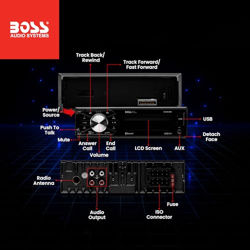 BOSS Audio Systems 632UAB Car Stereo - Single Din, Bluetooth, No CD DVD Player, AM/FM Radio Receiver, Wireless Remote Control, Aux in, USB - style: 632UAB Detachable Face