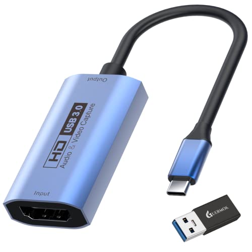GUERMOK Video Capture Card, USB3.0 HDMI to USB-C Capture Device, Stream & Record at 2K@30FPS 1080P@60FPS, Compatible with iPad Mac OS Windows, Quest 3, OBS, Zoom, PS5/4, Switch, Xbox (Blue) - color: Blue