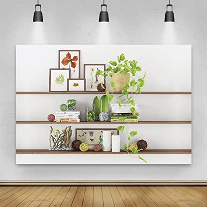 8x6.5ft Modern Living Room Backdrop Green Plant Bookcase Office Zoom Backdrop for Video Conference Zoom Screen Background for Home Office Background for Zoom Meeting Video Recording - size: 8x6.5ft
